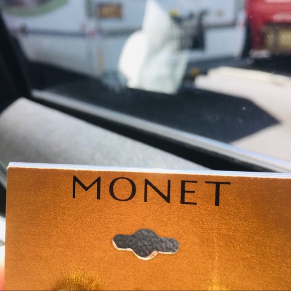 Monet brown and black printed earrings. - Picture 3 of 4